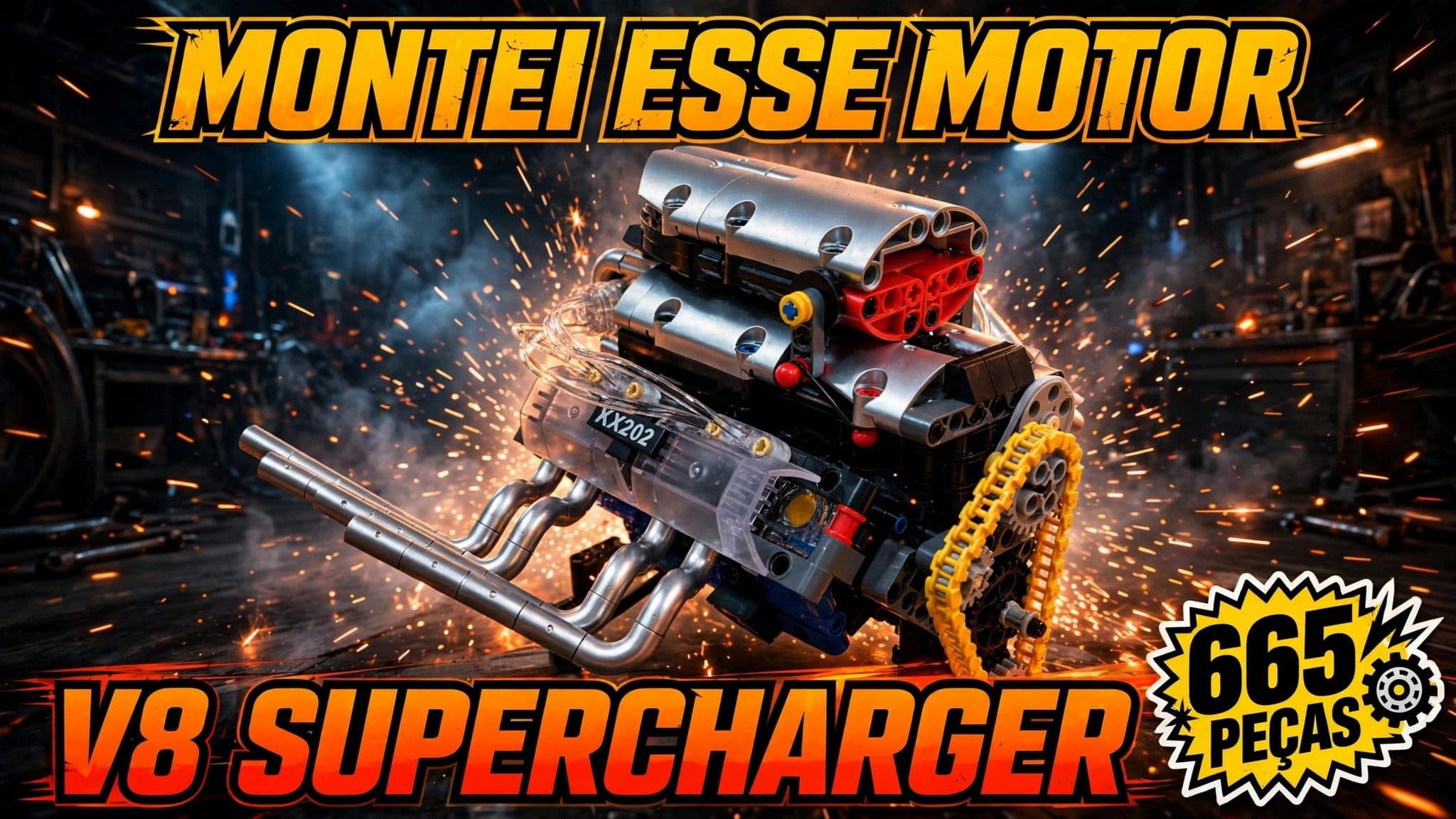 MONTEI UM MOTOR V8 SUPERCHARGER DE LEGO COM 665 PEÇAS! SERÁ QUE FUNCIONA IGUAL AO REAL?