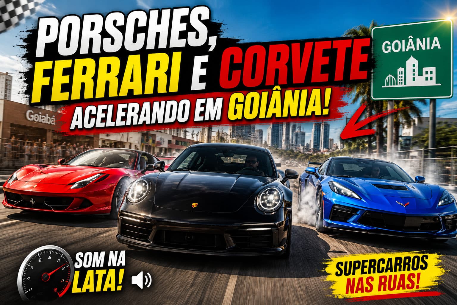 "AVENIDA EUROPA" DE GOIANIA, FERRARIS, PORSCHES, CORVETTE