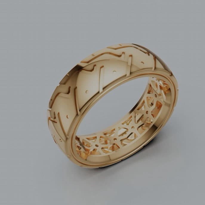 Conjunto de anel personalizado. 
Conseito, Pneu e aro 
Ouro 18k 750 
Aproximadamente 16 gramas